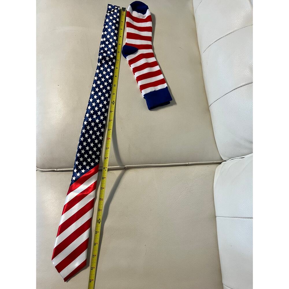Stars & stripes & stripes 
Coordinate your tie & sock = patriotic nods & smiles